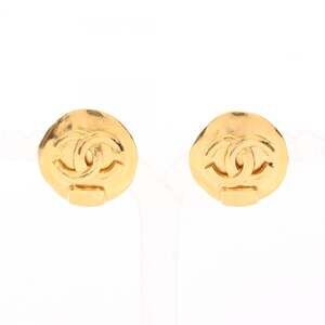 CHANEL Authentic Gold Logo Earrings